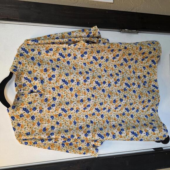 BTFBM Women's Yellow Floral Print Polyester Blouse- XL - Picture 4 of 7